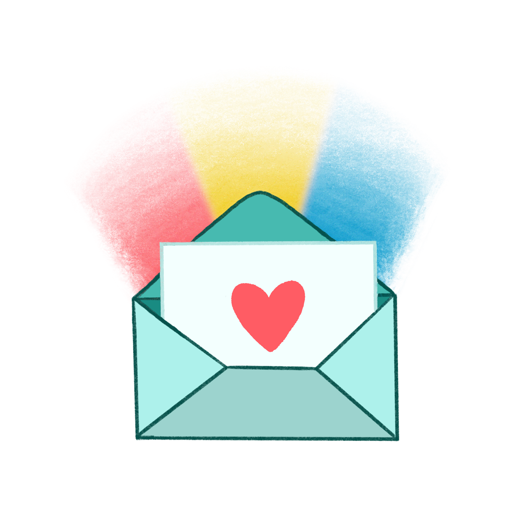 colorful community newsletter with a heart and rainbows