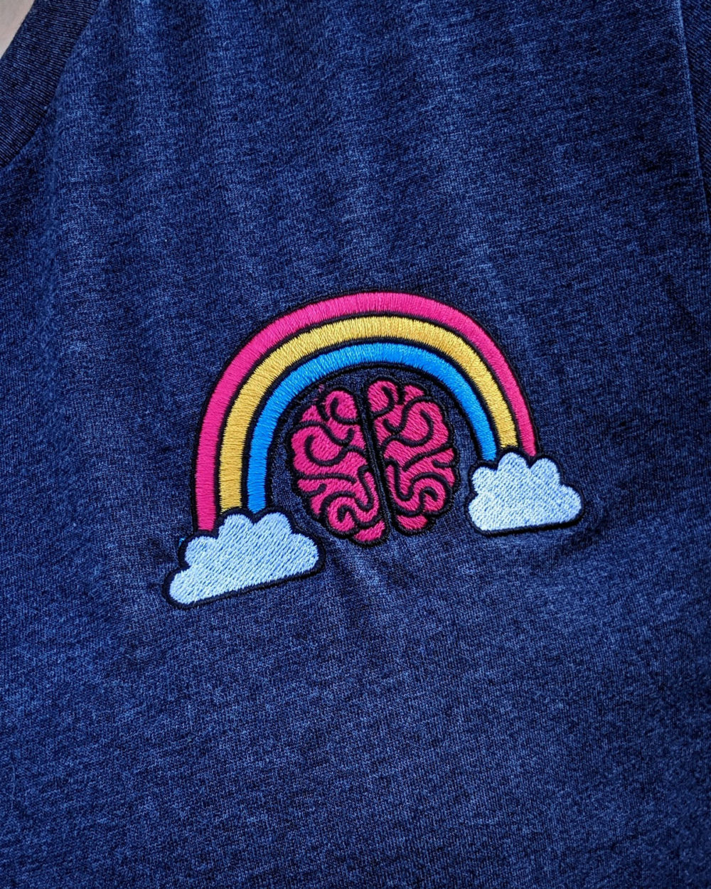 embroidered rainbow brains shirt