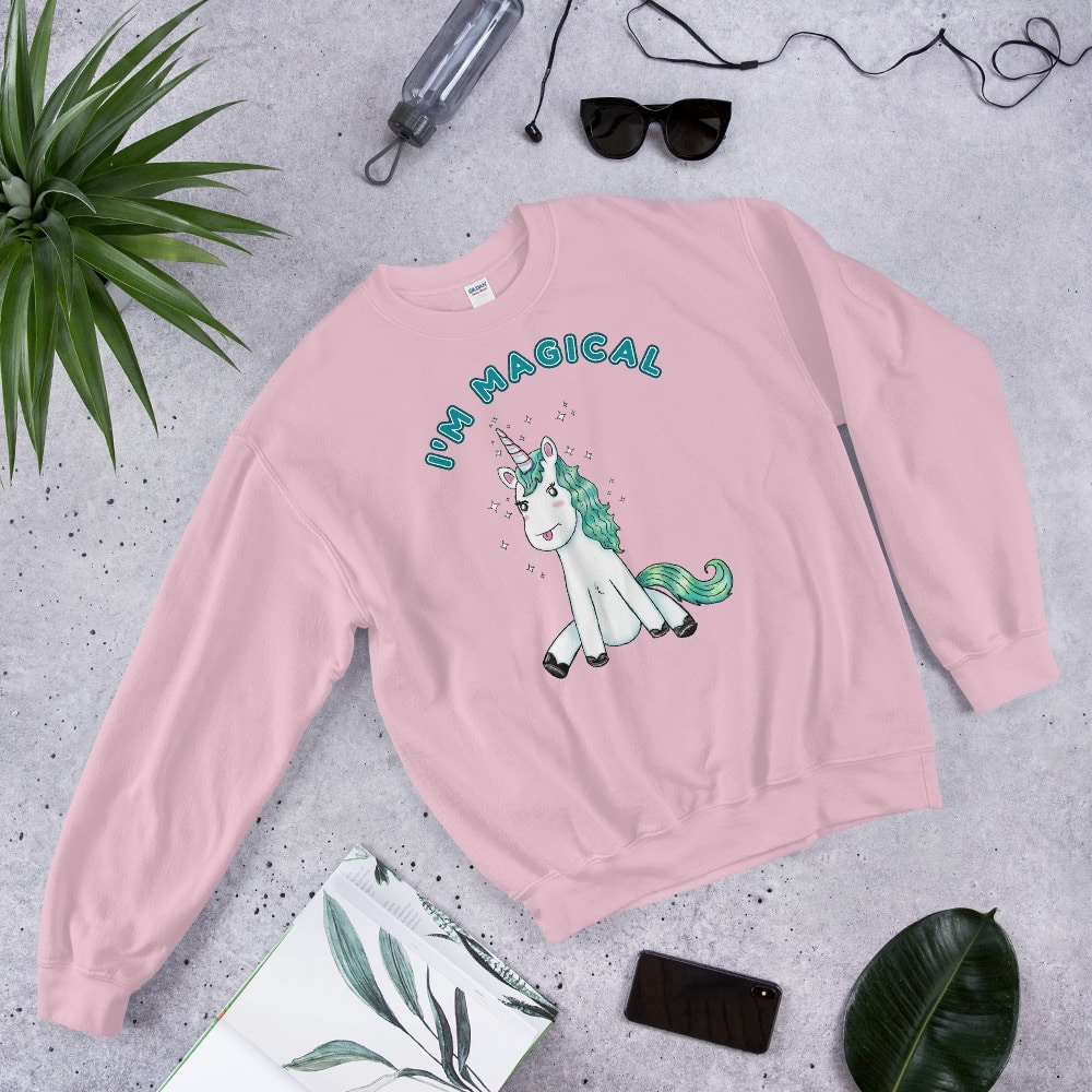 im magical unicorn sweatshirt in pink