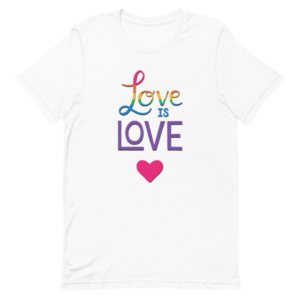 lgbt love is love shirt on white background